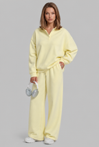 Oversized Henley & Wide Leg Jogger Lounge Set