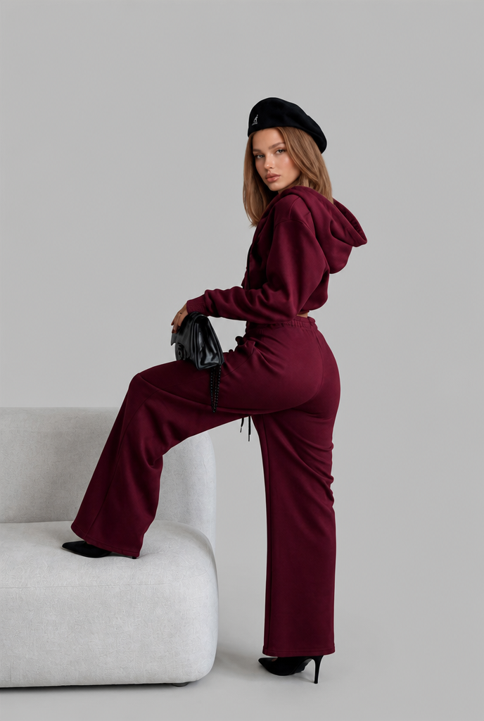 Cropped Hoodie & Wide Leg Jogger Lounge Set