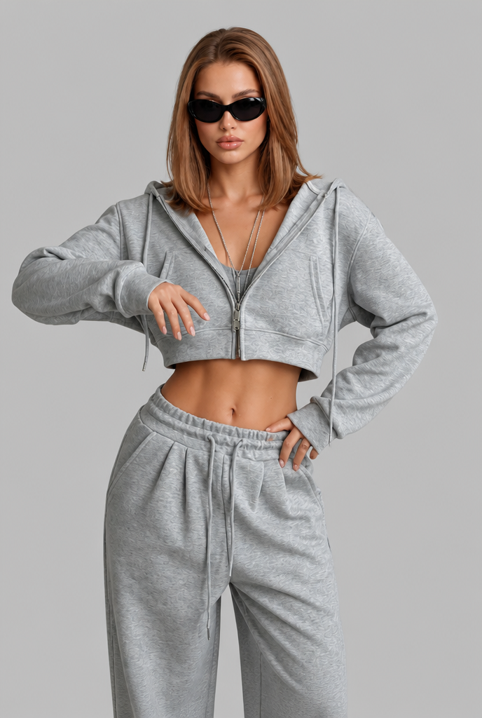 Cropped Hoodie & Wide Leg Jogger Lounge Set