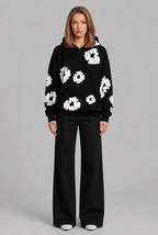 Oversized Floral Print Pullover Hoodie