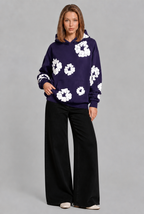 Oversized Floral Print Pullover Hoodie