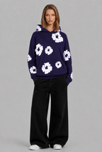 Oversized Floral Print Pullover Hoodie