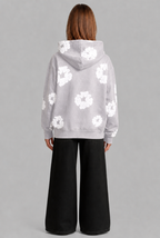 Oversized Floral Print Pullover Hoodie