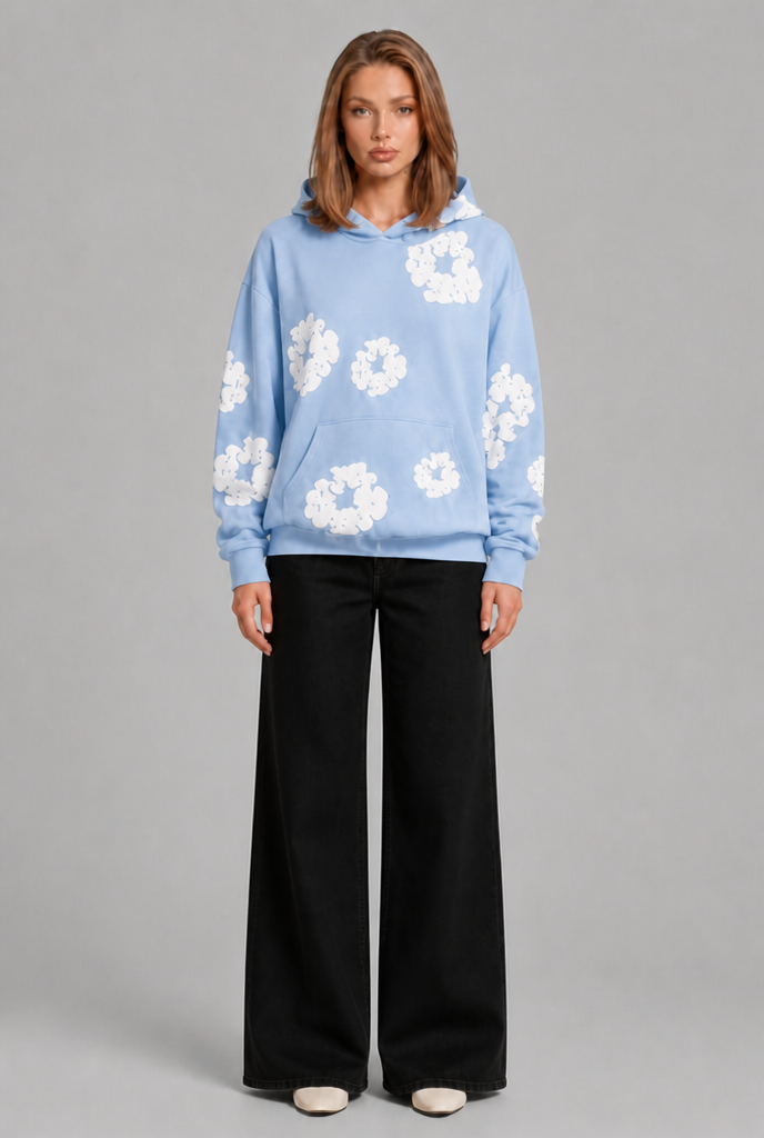 Oversized Floral Print Pullover Hoodie