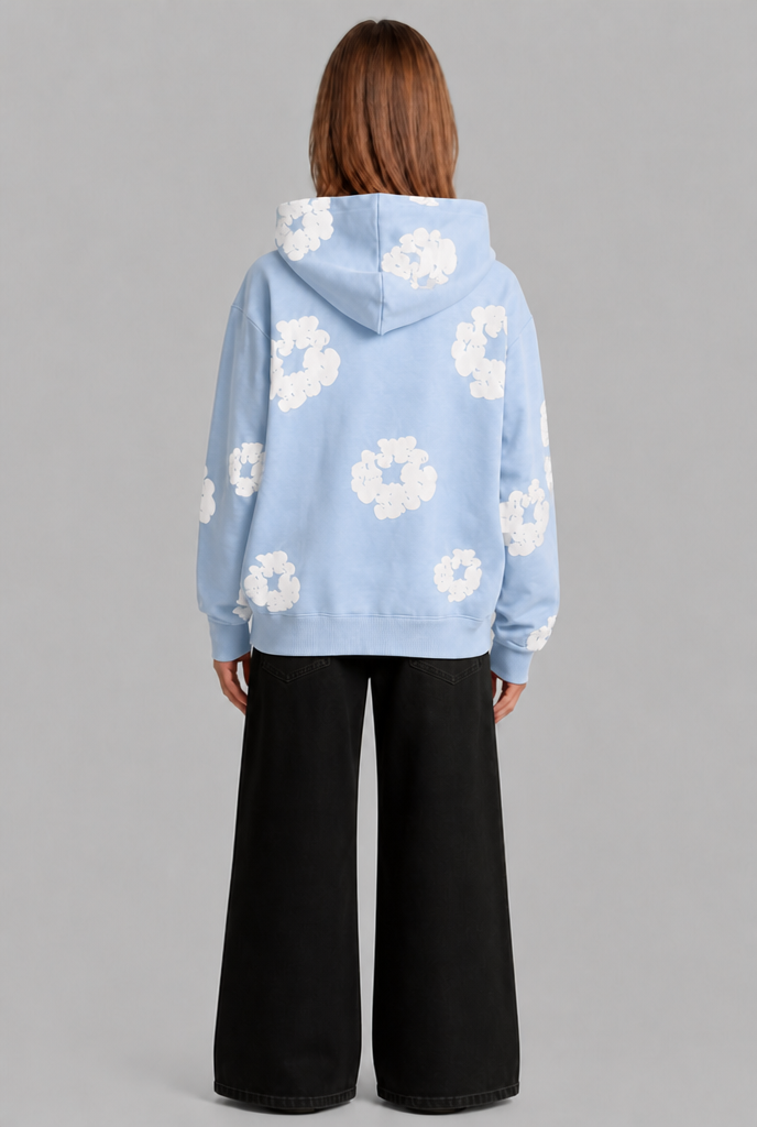 Oversized Floral Print Pullover Hoodie