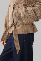 Cropped Trench Coat in Check Print