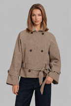 Cropped Trench Coat in Check Print