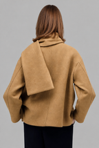 Oversized Wool Jacket with Draped Scarf Collar
