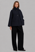 Oversized Wool Jacket with Draped Scarf Collar