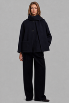 Oversized Wool Jacket with Draped Scarf Collar