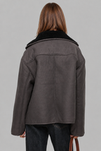 Shearling Lined Winter Jacket with Faux Fur Collar