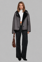 Shearling Lined Winter Jacket with Faux Fur Collar