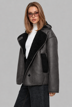 Shearling Lined Winter Jacket with Faux Fur Collar