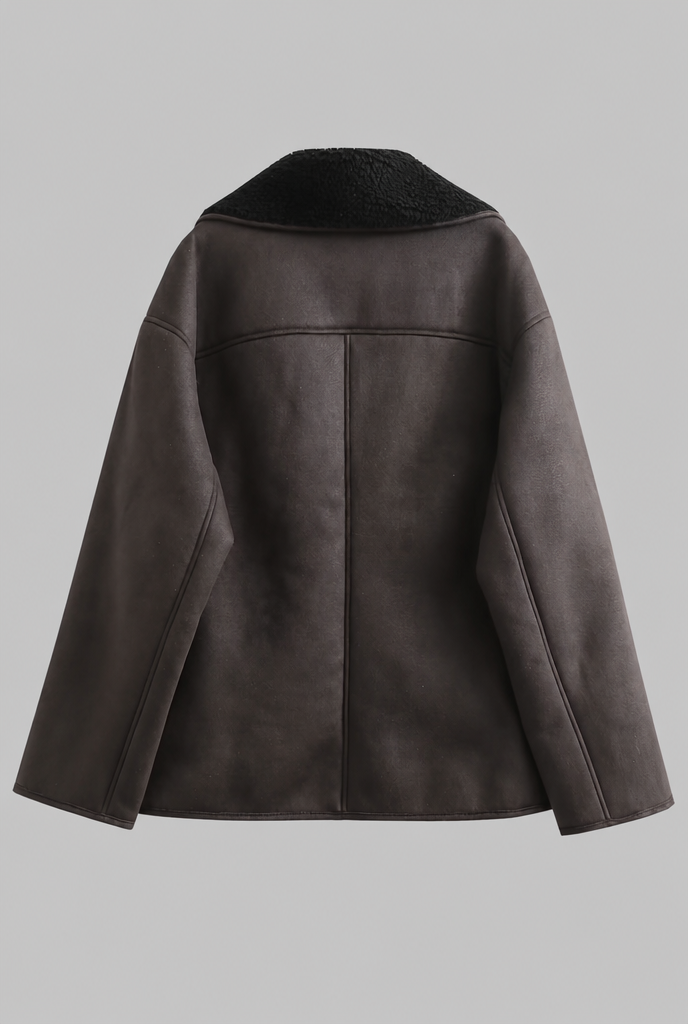Shearling Lined Winter Jacket with Faux Fur Collar