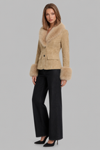 Suede Jacket with Faux Fur Collar and Cuffs