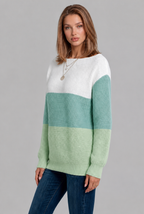 Colour Block Jumper with Wide Boat Neckline