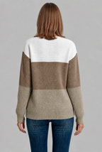 Colour Block Jumper with Wide Boat Neckline