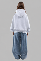 Oversized Embossed Logo Pullover Hoodie