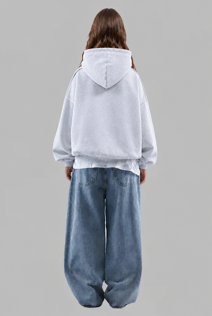 Oversized Embossed Logo Pullover Hoodie