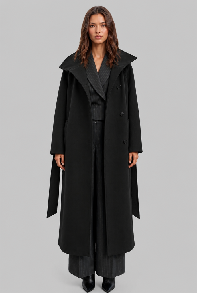 Belted Longline Wool Coat