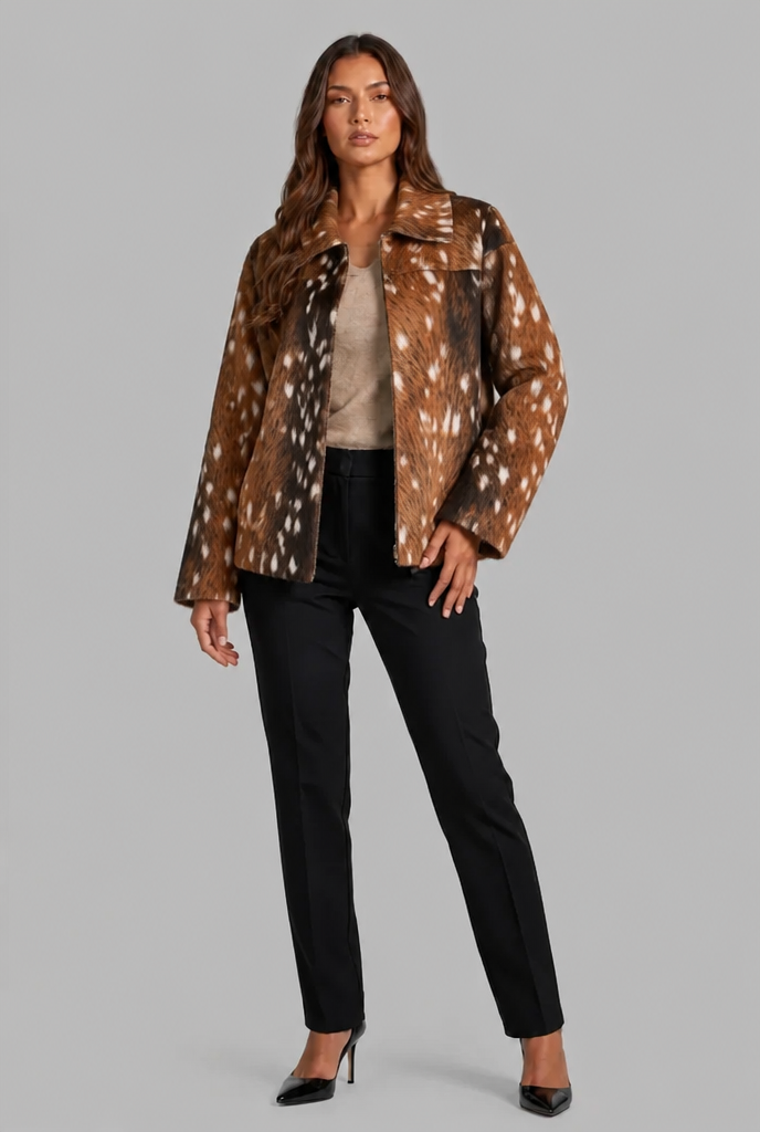 Bambi Faux Fur Jacket with Zipper