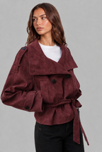 Suede Trench Jacket with Belt