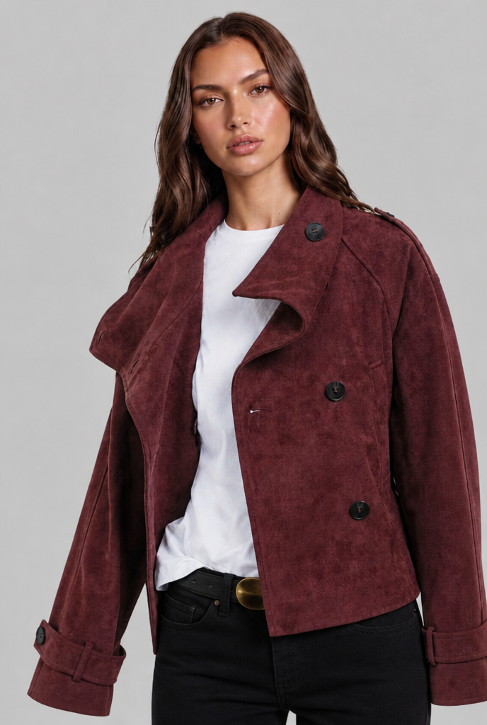 Suede Trench Jacket with Belt