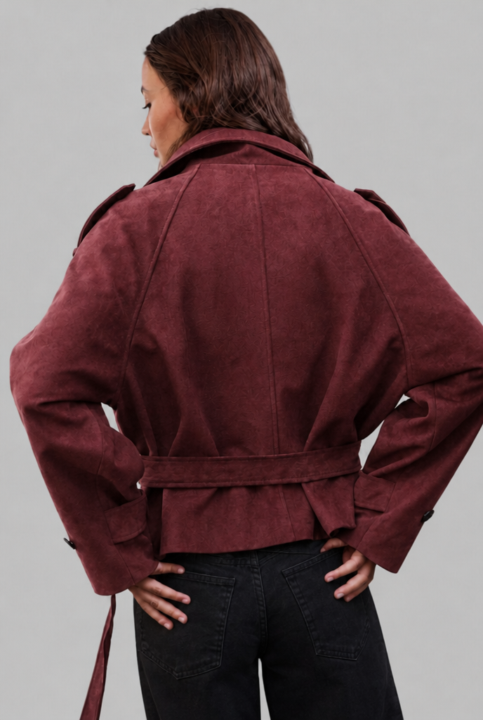 Suede Trench Jacket with Belt