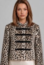 Cropped Leopard Print Faux Fur Jacket