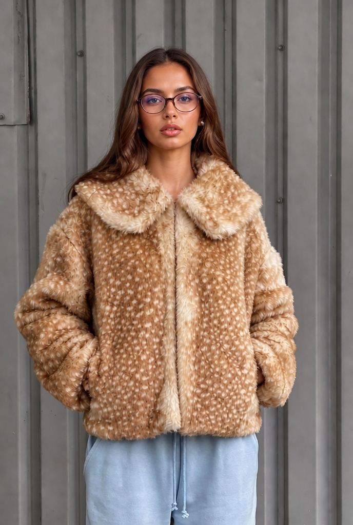 Bambi Cropped Faux Fur Jacket