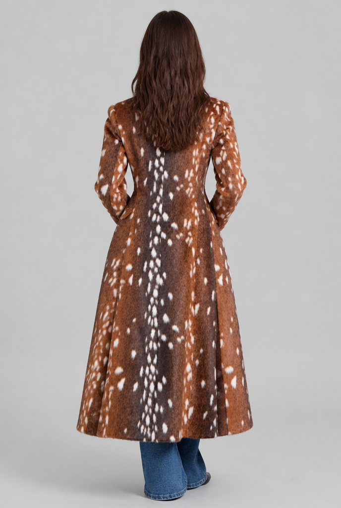 Bambi Longline Faux Fur Coat with Buttons