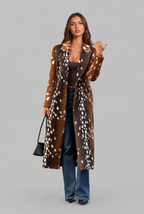 Bambi Longline Faux Fur Coat with Buttons