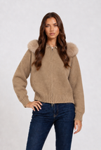 Knit Fur Hooded Coat