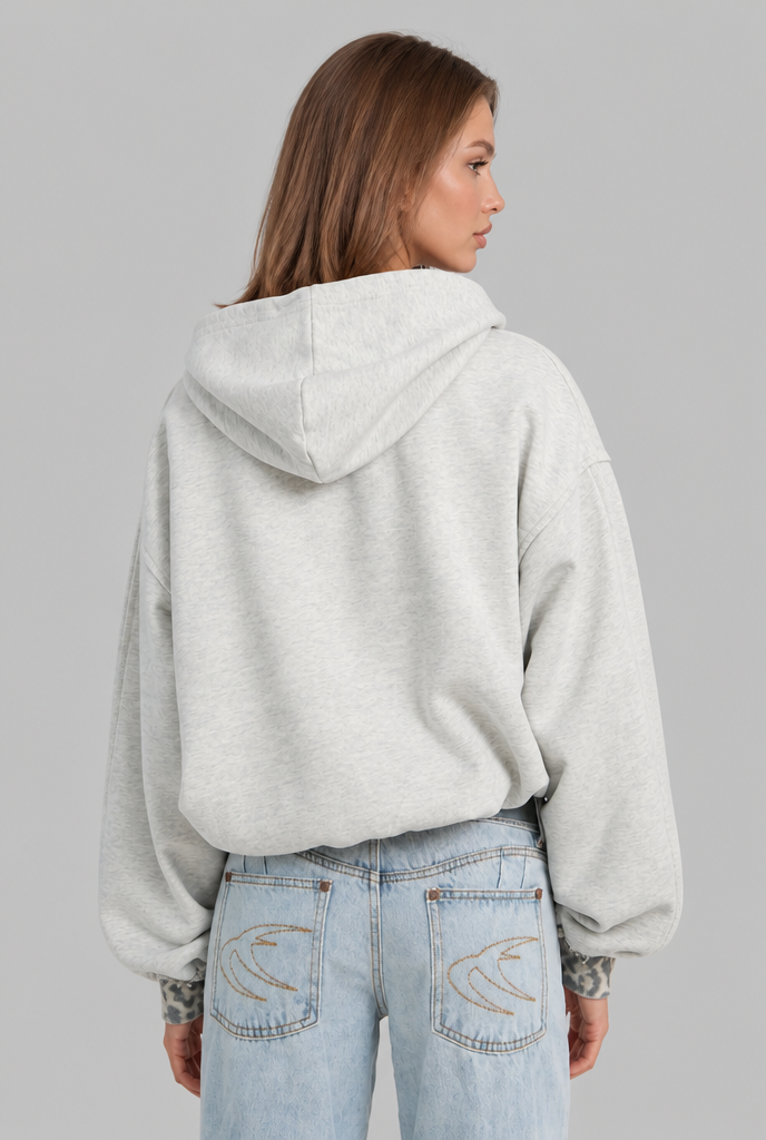 Distressed Leopard Trim Hoodie