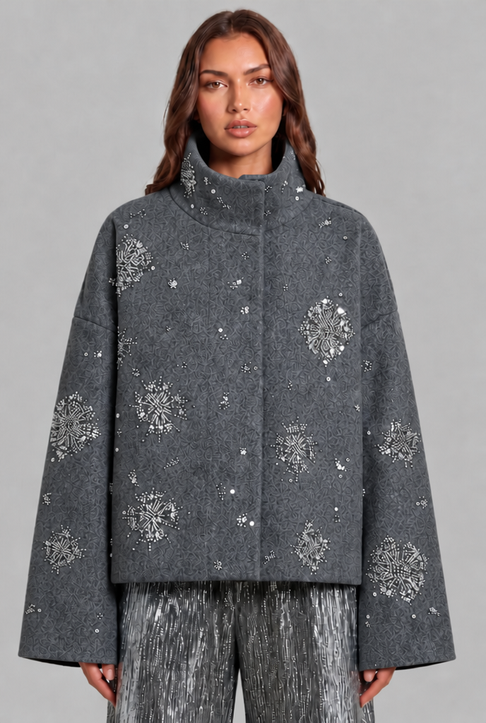 Cropped Jacket with Sequin Detail