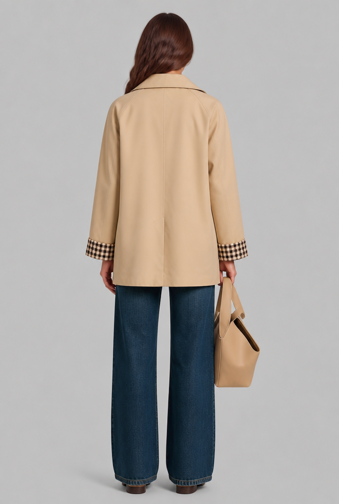 Gingham Cuff Trench Jacket
