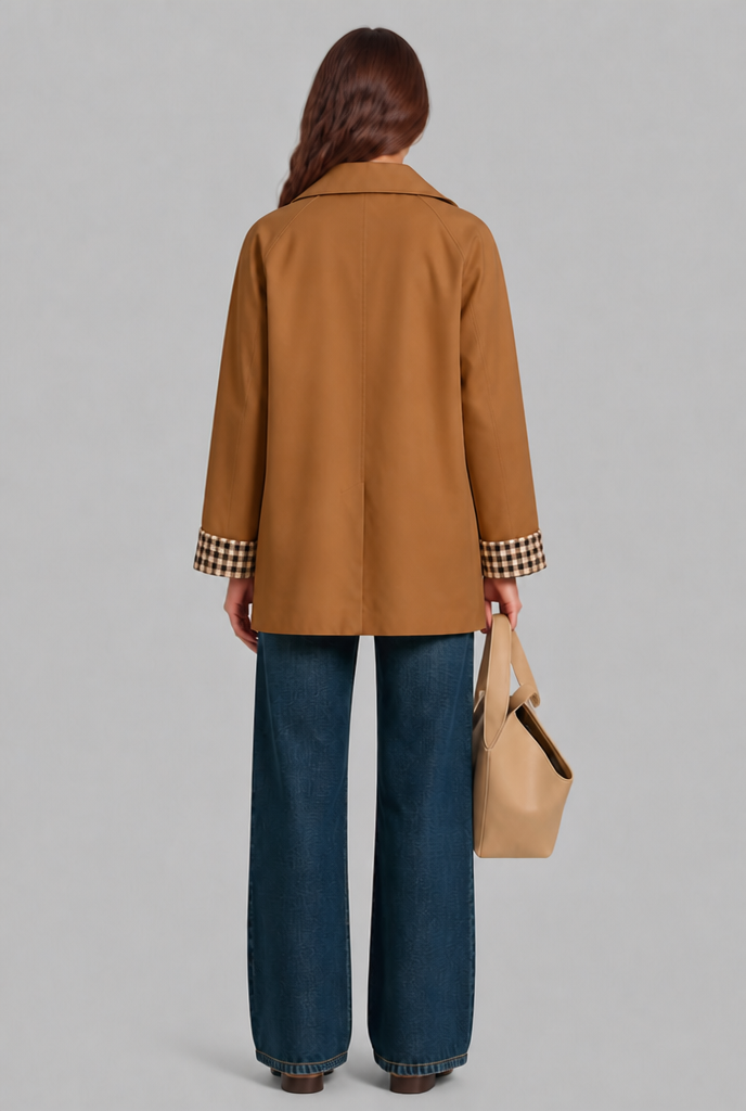 Gingham Cuff Trench Jacket