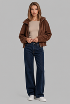 Oversized Suede Bomber Jacket