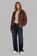 Oversized Suede Bomber Jacket
