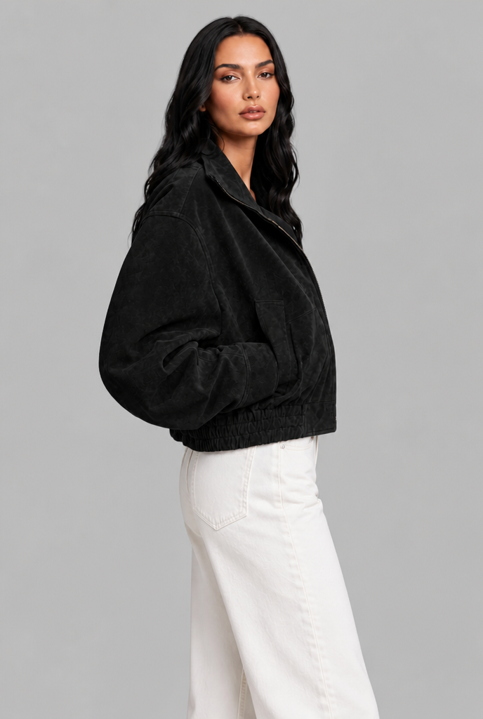 Oversized Suede Bomber Jacket