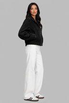 Oversized Suede Bomber Jacket