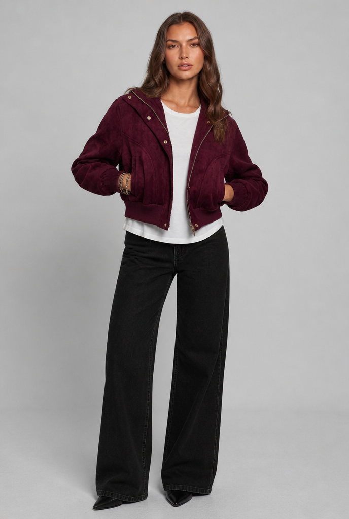 Isla Suede Bomber Jacket