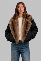 Faux Fur Collar Bomber Jacket