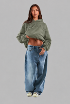 Oversized Embossed Logo Pullover Hoodie