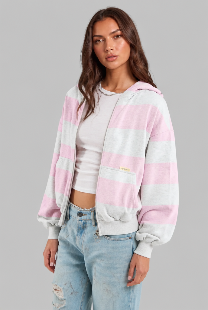 Striped Zip Up Hoodie