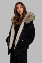 Fur Lined Hooded Bomber Jacket