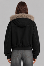 Fur Lined Hooded Bomber Jacket