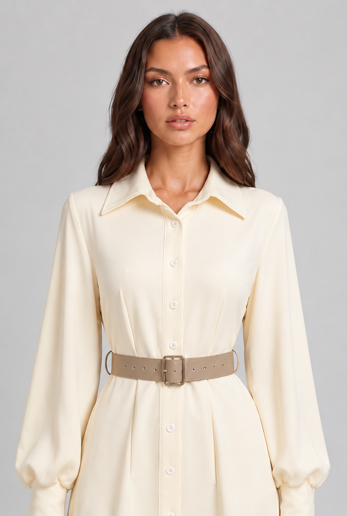 Belted Shirt Midi Dress