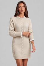 Cable Knit Lace Trim Mini Dress