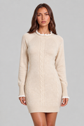 Cable Knit Lace Trim Mini Dress